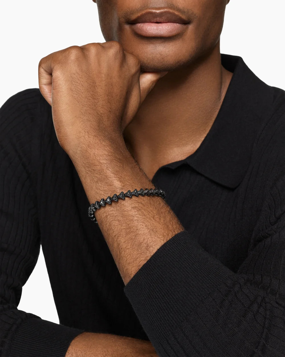 Armory® Link Bracelet Black Titanium with Black Diamonds, 7.5mm