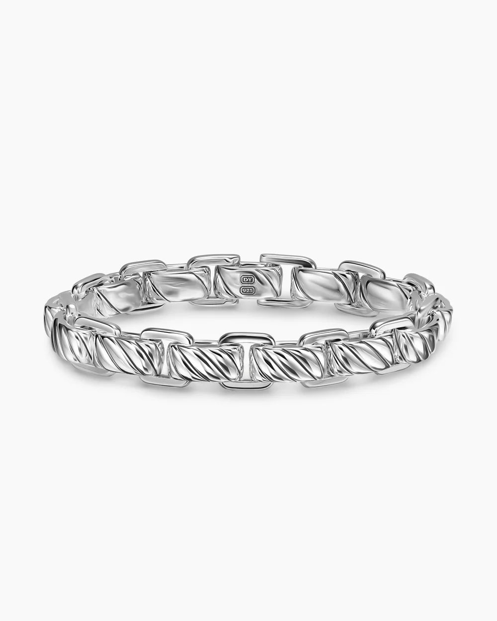 Sculpted Cable Link Bracelet Sterling Silver, 12mm