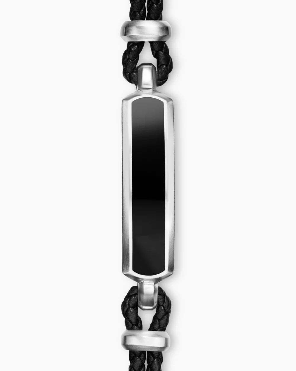 STREAMLINE® ID BAR BRACELET Black Leather with Sterling Silver and Black Onyx, 6mm