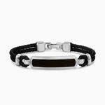 STREAMLINE® ID BAR BRACELET Black Leather with Sterling Silver and Black Onyx, 6mm