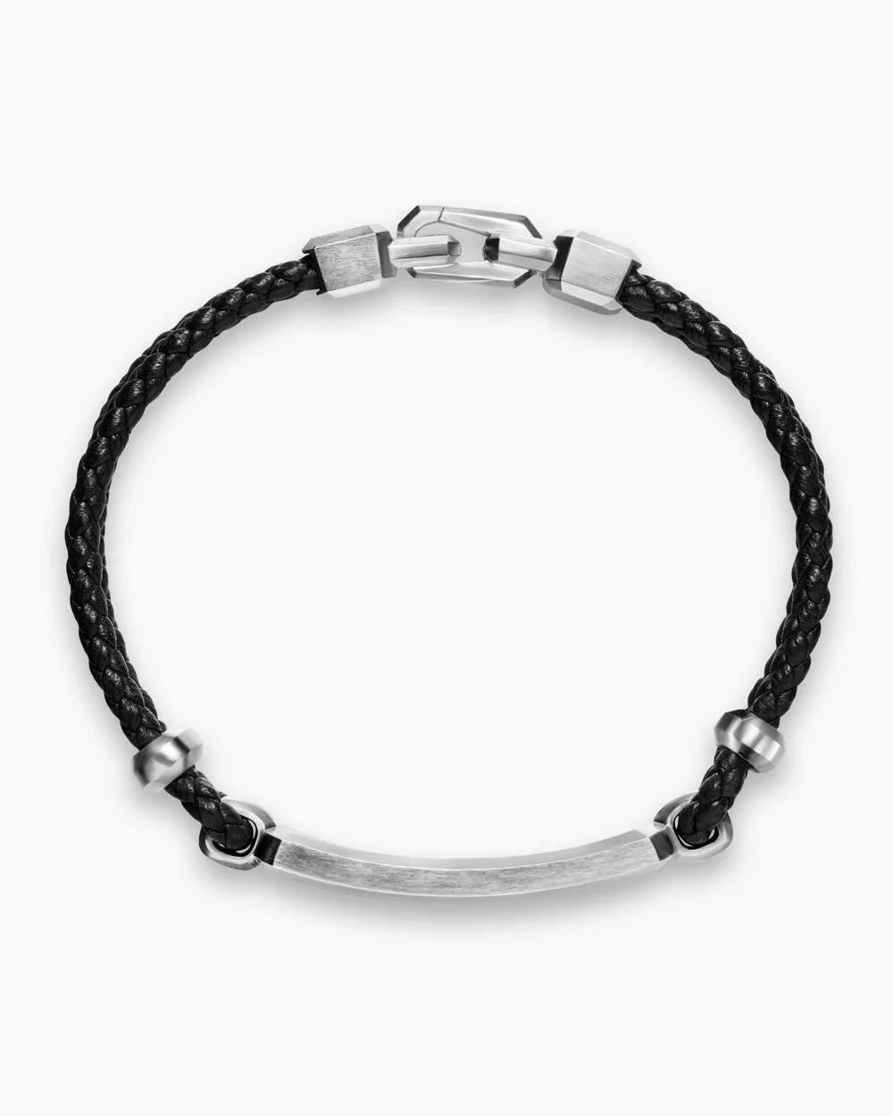 STREAMLINE® ID BAR BRACELET Black Leather with Sterling Silver, 6mm