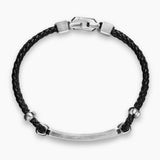STREAMLINE® ID BAR BRACELET Black Leather with Sterling Silver, 6mm