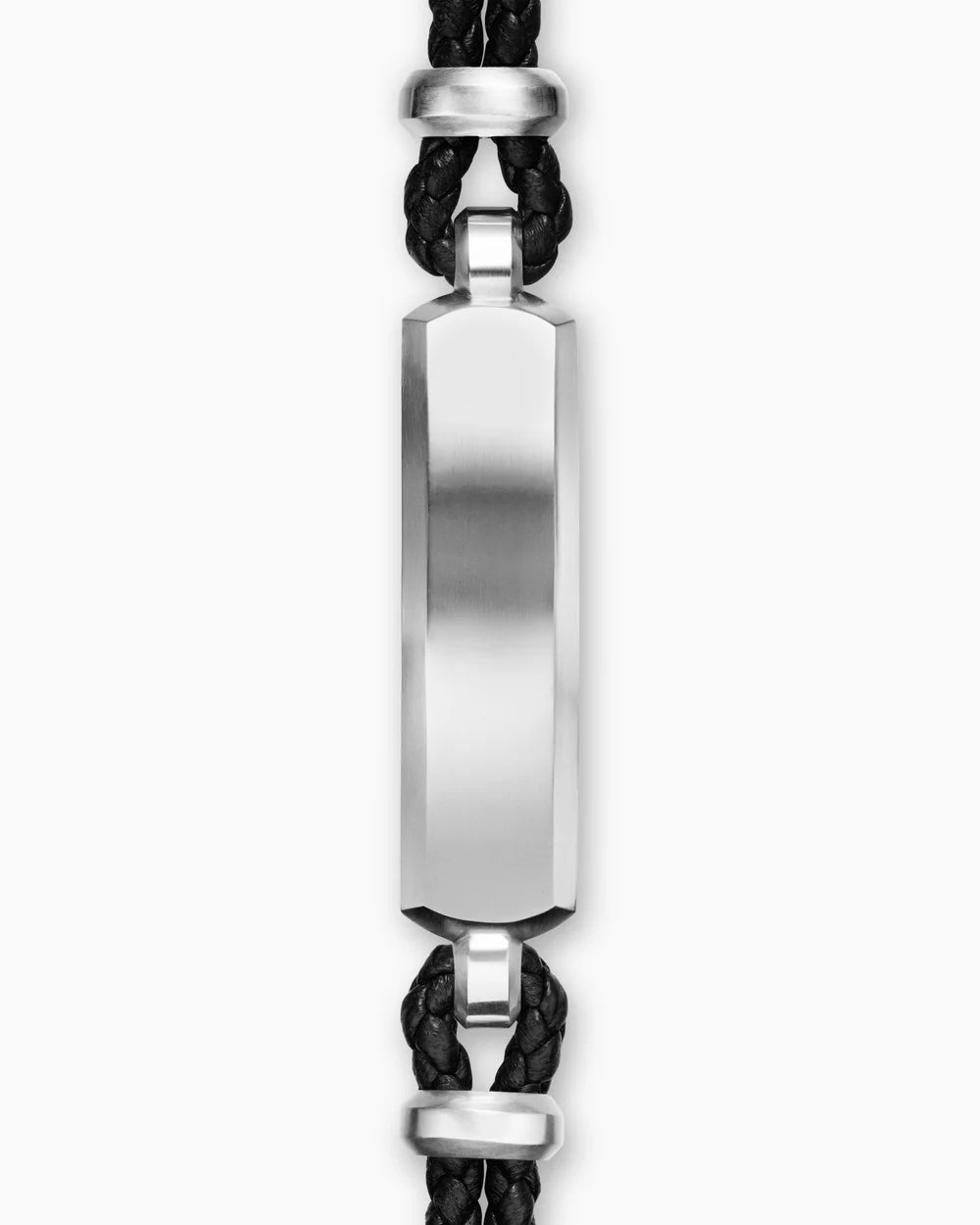 STREAMLINE® ID BAR BRACELET Black Leather with Sterling Silver, 6mm