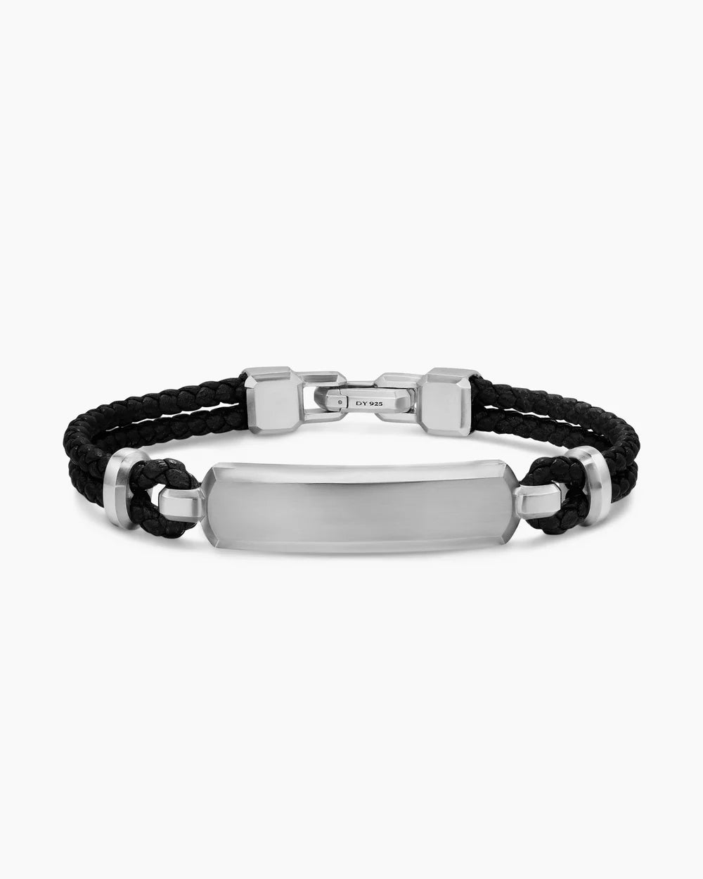 STREAMLINE® ID BAR BRACELET Black Leather with Sterling Silver, 6mm