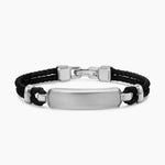STREAMLINE® ID BAR BRACELET Black Leather with Sterling Silver, 6mm
