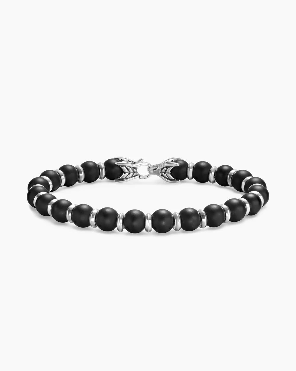 SPIRITUAL BEADS BRACELET Sterling Silver with Black Onyx, 8mm