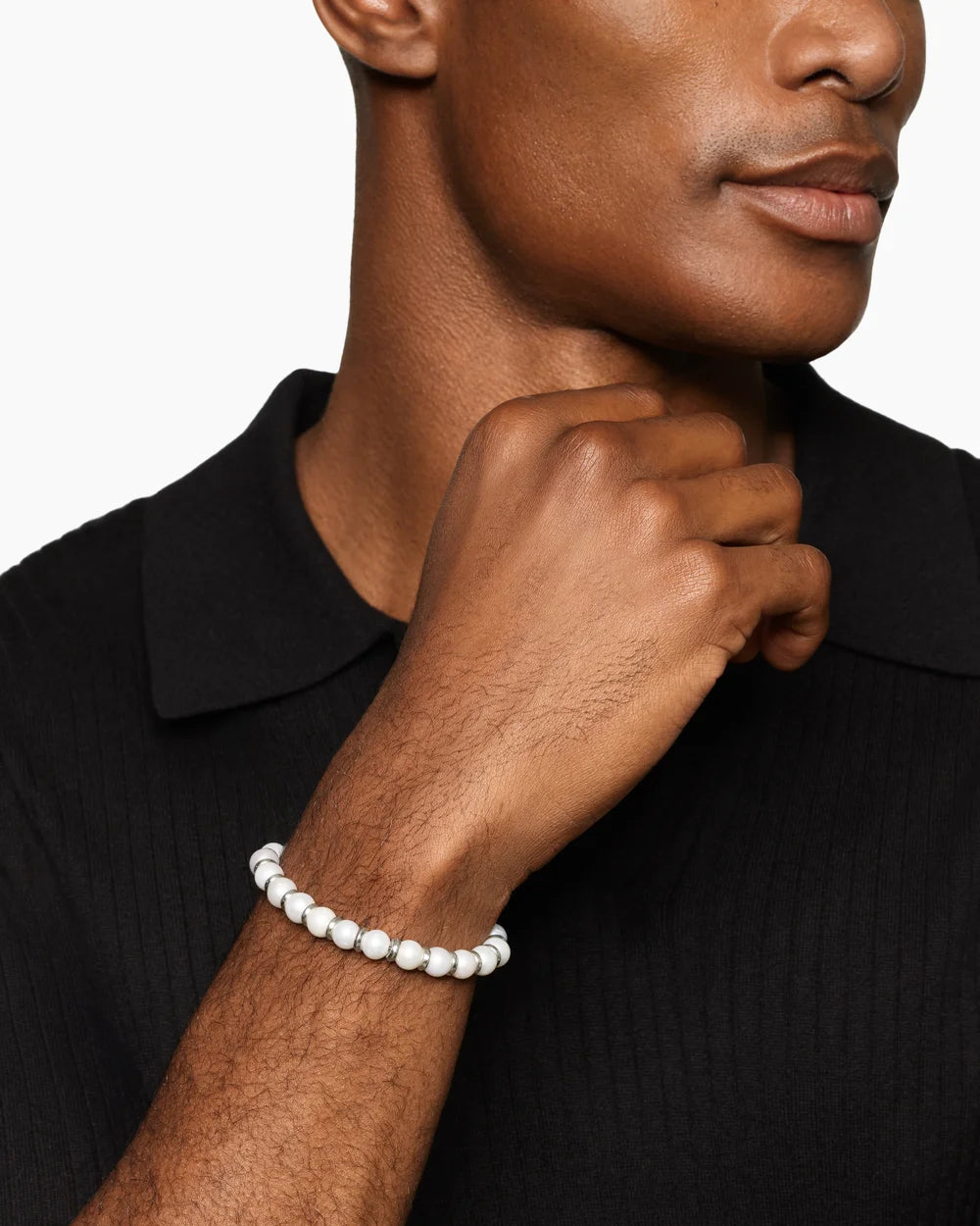 SPIRITUAL BEADS BRACELET Sterling Silver with Pearls, 8mm