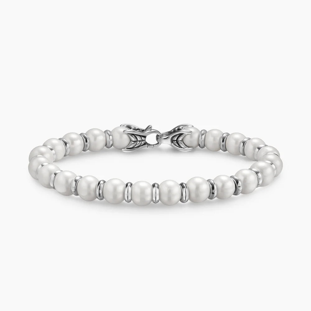 SPIRITUAL BEADS BRACELET Sterling Silver with Pearls, 8mm