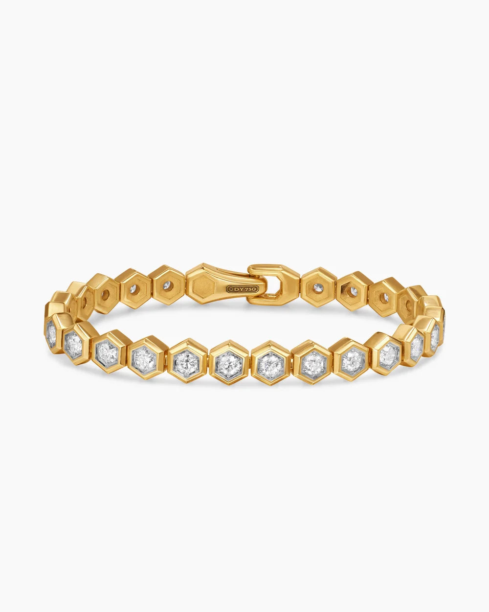 Hex Pavé Tennis Bracelet 18K Yellow Gold with Diamonds, 8mm