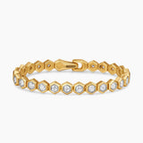 Hex Pavé Tennis Bracelet 18K Yellow Gold with Diamonds, 8mm