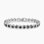 HEX PAVÉ TENNIS BRACELET Sterling Silver with Black Diamonds, 8mm