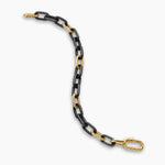 Black titanium with 18-karat yellow gold chain link Bracelet on a white background unclasped