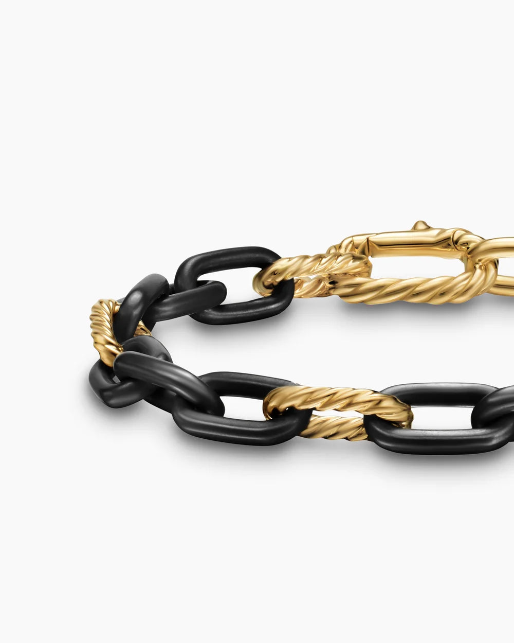 DY MADISON® CHAIN BRACELET Black Titanium with 18K Yellow Gold, 8.5mm