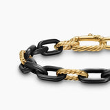 Black titanium with 18-karat yellow gold chain link Bracelet on a white background