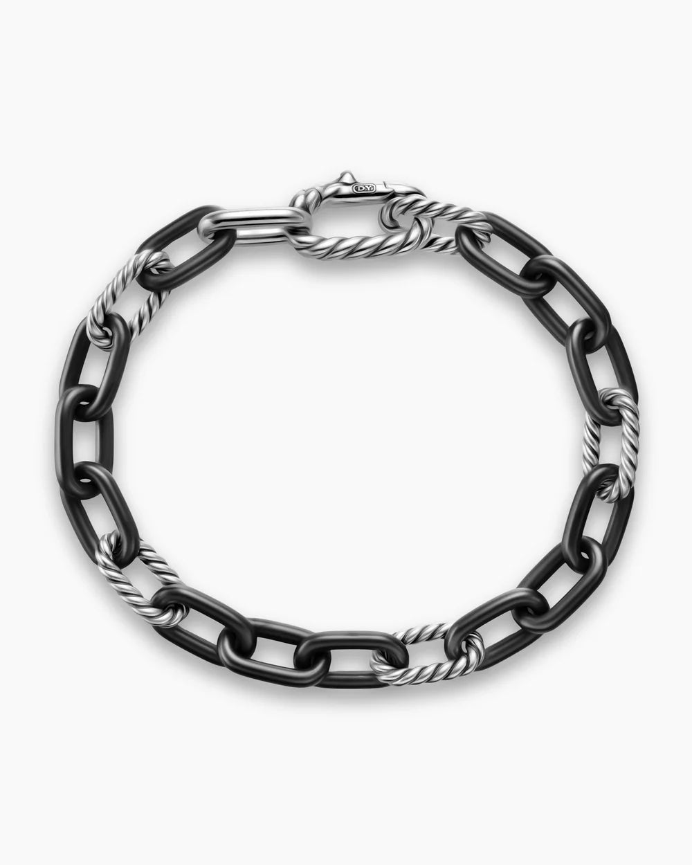 DY MADISON® CHAIN BRACELET Black Titanium with Sterling Silver, 8.5mm