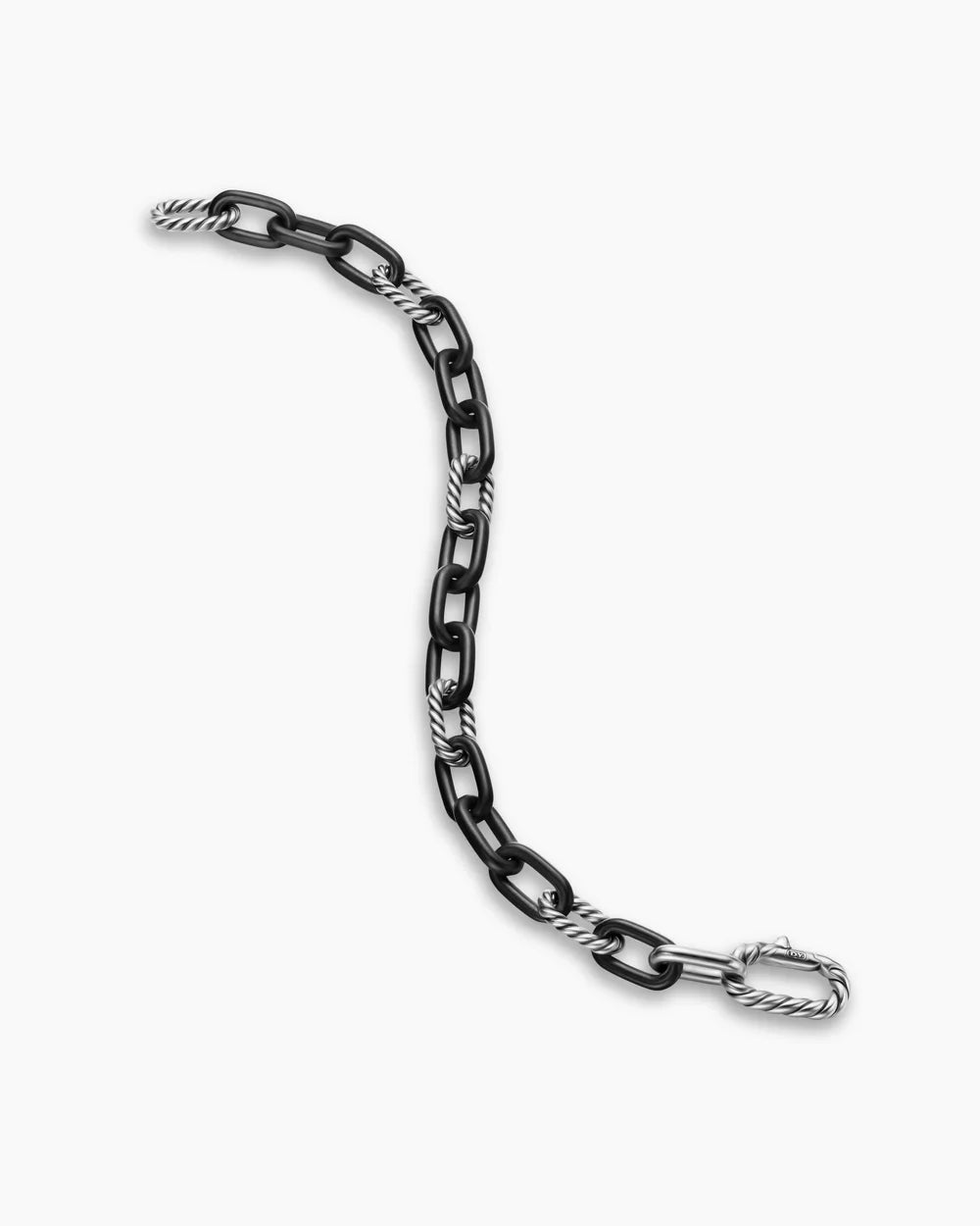 DY MADISON® CHAIN BRACELET Black Titanium with Sterling Silver, 8.5mm
