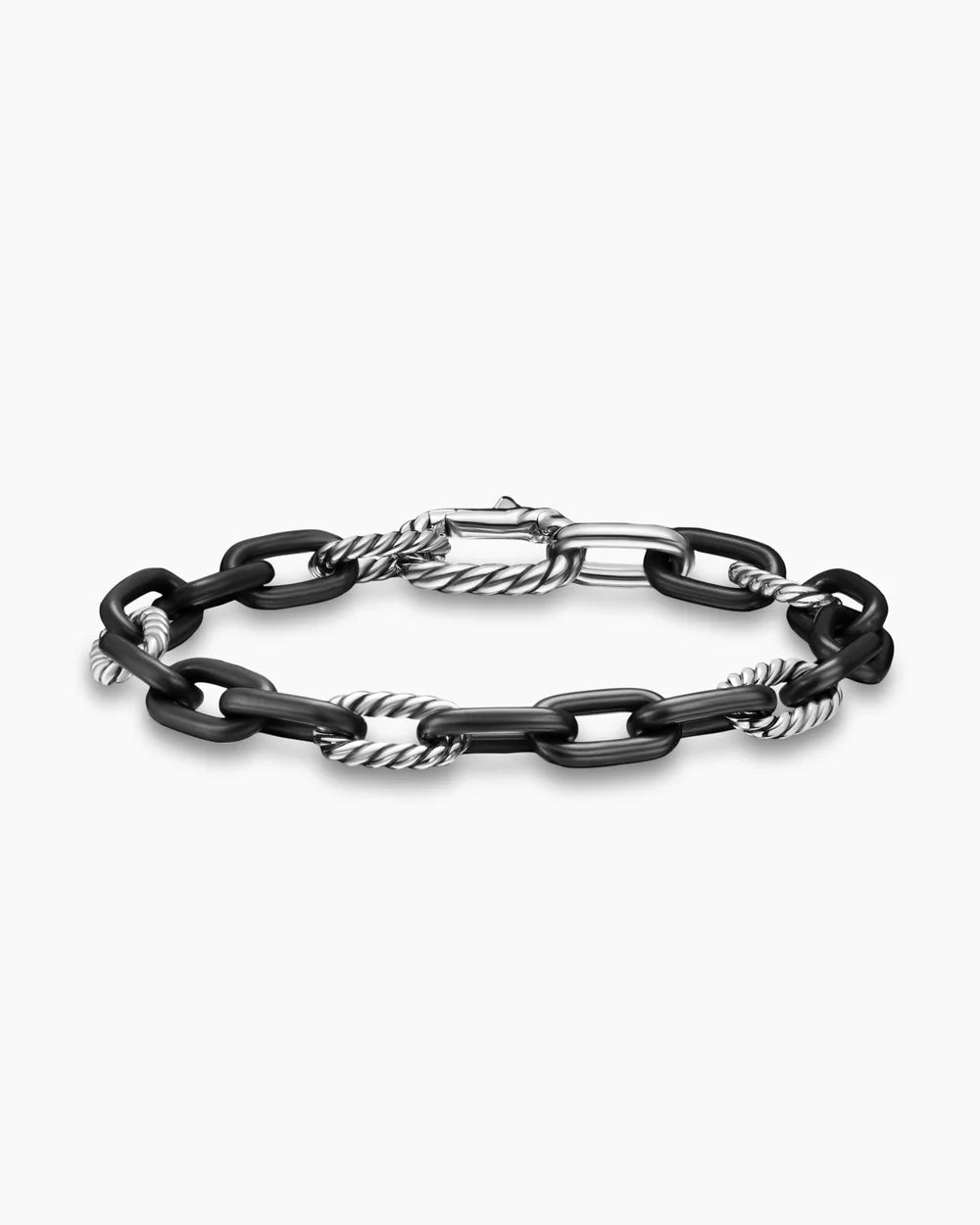 DY MADISON® CHAIN BRACELET Black Titanium with Sterling Silver, 8.5mm
