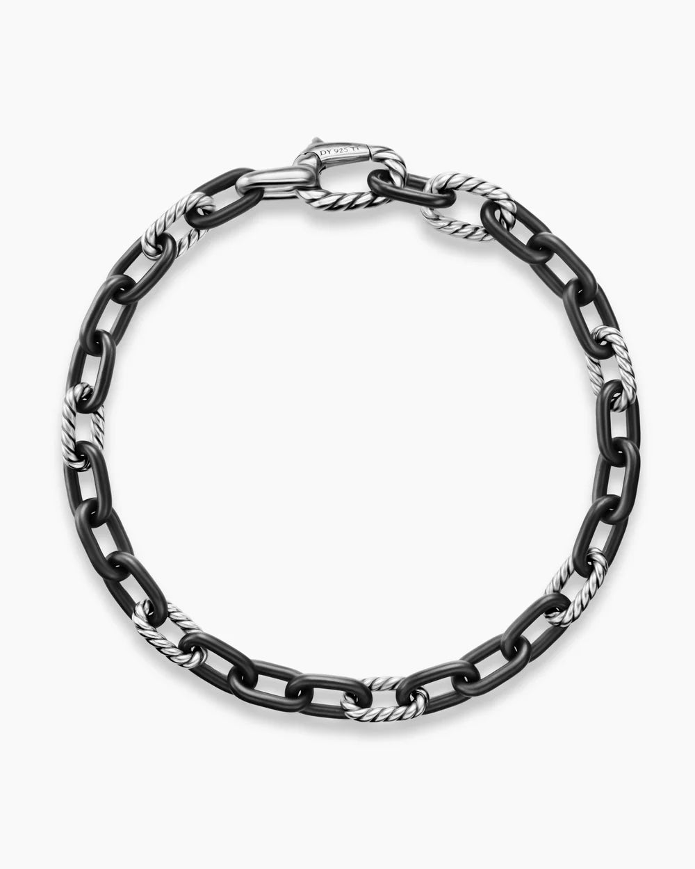 DY MADISON® CHAIN BRACELET Black Titanium with Sterling Silver, 6mm