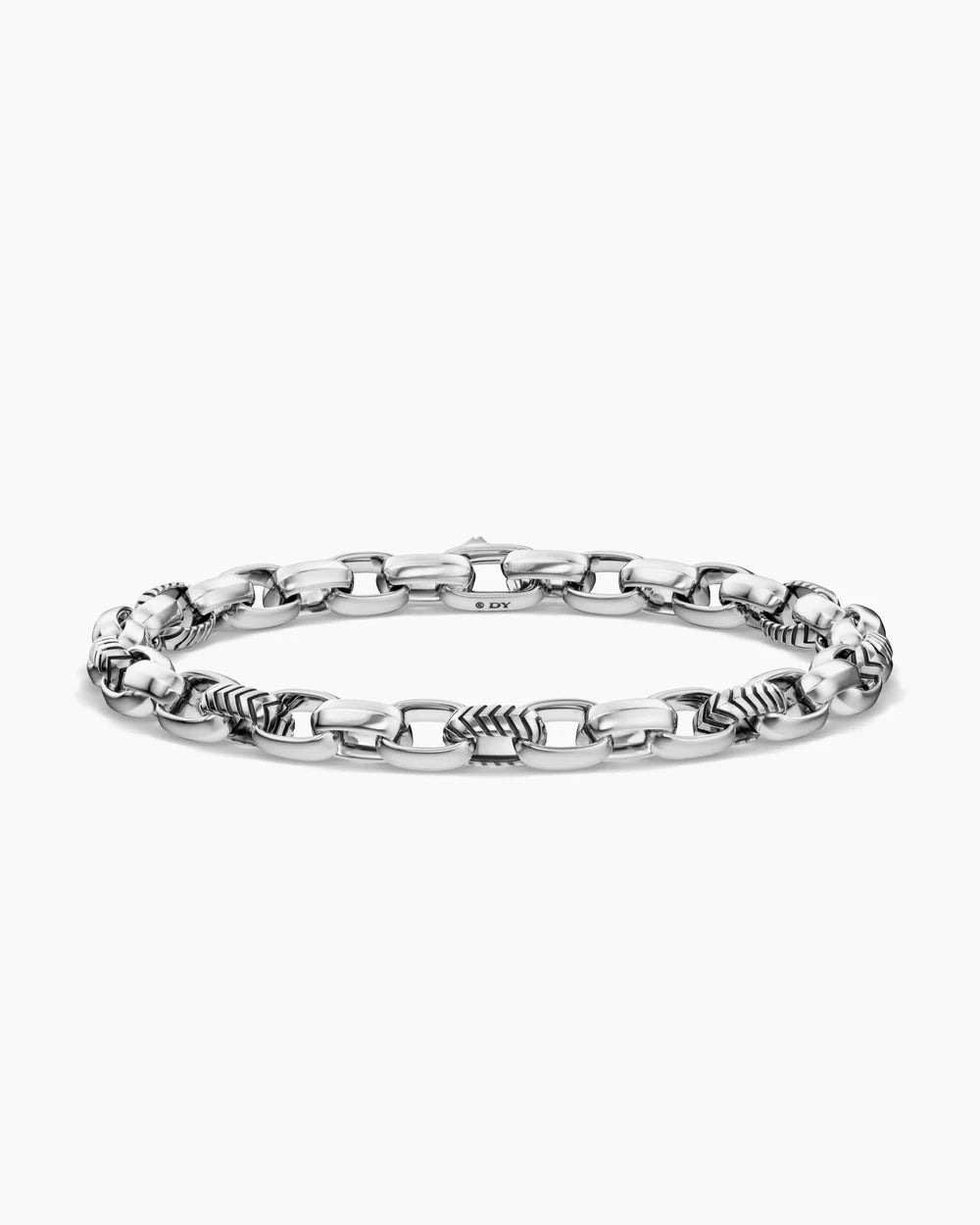 CHEVRON OVAL LINK BRACELET Sterling Silver, 7mm