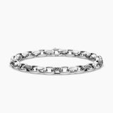 CHEVRON OVAL LINK BRACELET Sterling Silver, 7mm
