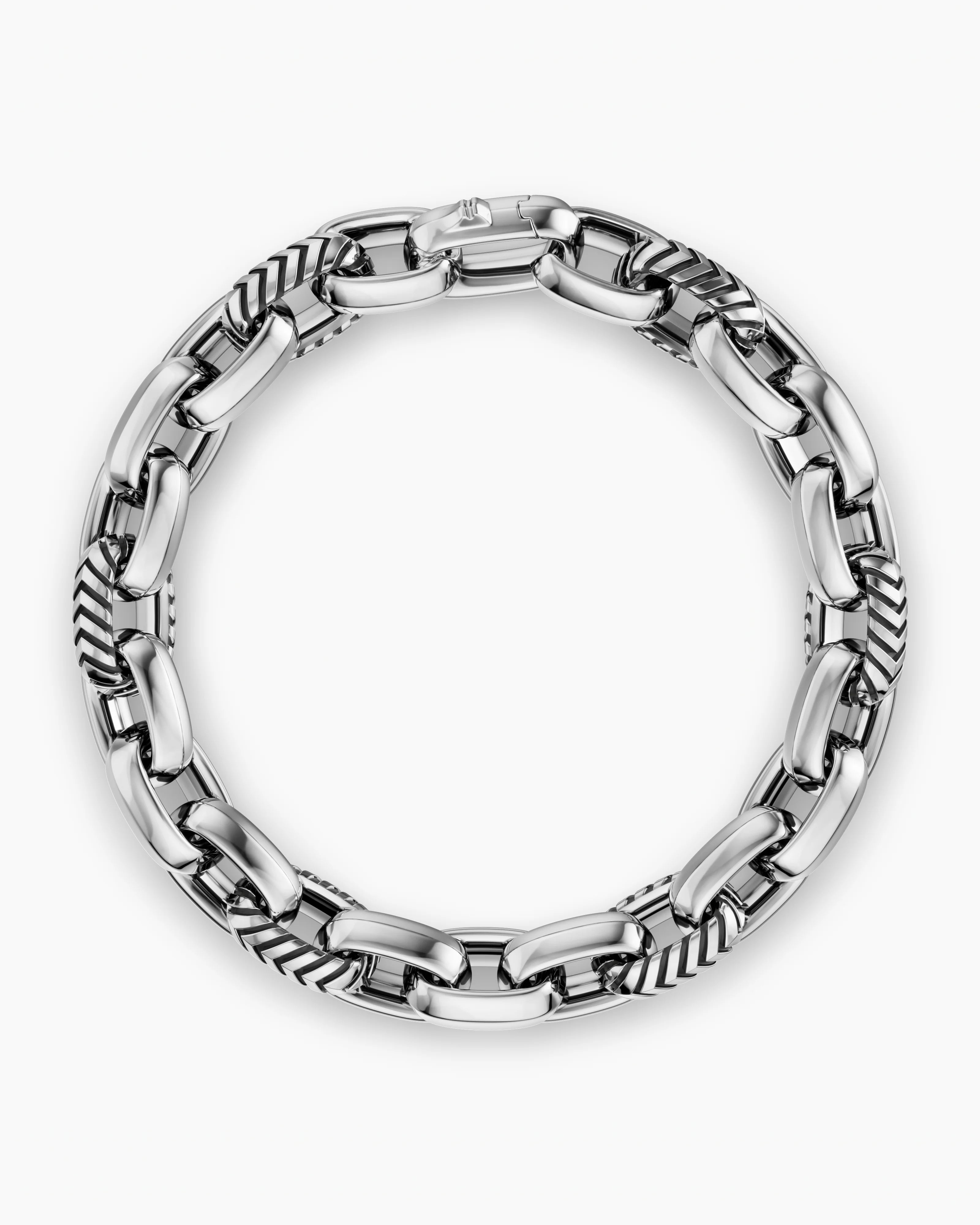 CHEVRON OVAL LINK BRACELET Sterling Silver, 10mm