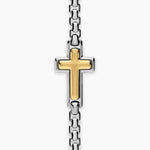CROSS STATION BRACELET Sterling Silver with 14K Yellow Gold, 3.6mm