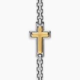 CROSS STATION BRACELET Sterling Silver with 14K Yellow Gold, 3.6mm