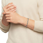 Torqued Faceted Chain Link Bracelet in Sterling Silver, 7mm
