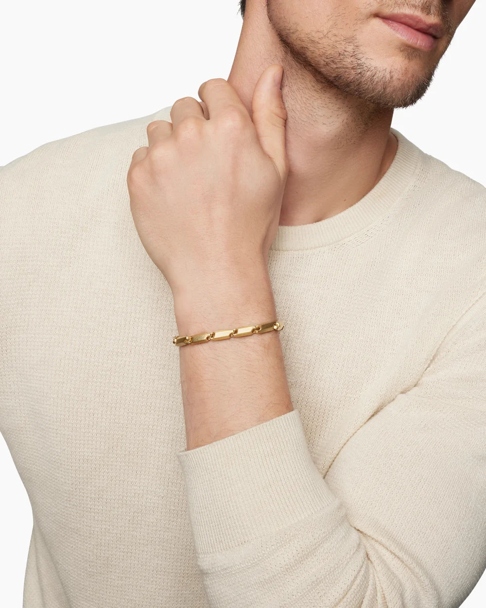 Faceted Link Bracelet in 18K Yellow Gold, 6mm