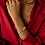 Marrakech 18K Yellow Gold Two Strand Coil Bracelet with Diamond Stations, 7"