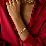 Marrakech 18K Yellow Gold Two Strand Coil Bracelet with Diamond Stations, 7"