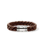Brown Leather Bracelet, Sterling Silver