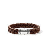 Brown Leather Bracelet, Sterling Silver