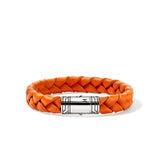 Orange Leather Bracelet, Sterling Silver