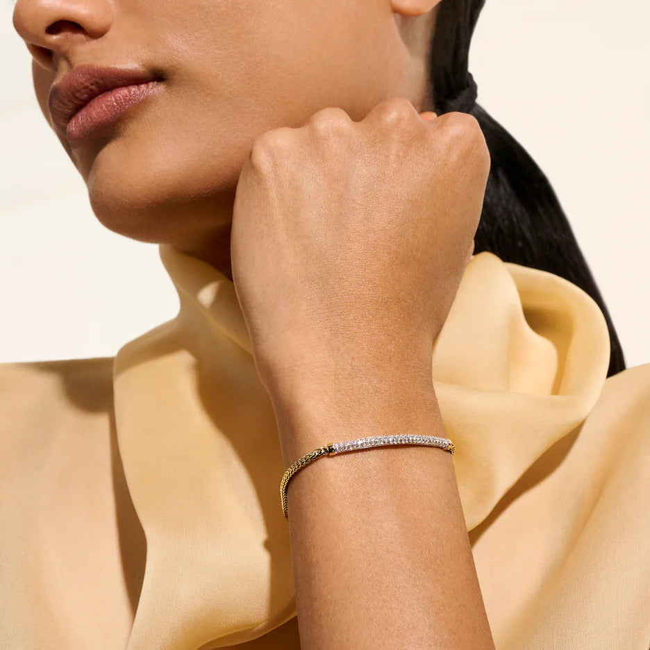 JH Essential Pavé Bracelet, Gold, Diamonds, 2.5MM