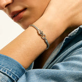 Naga Bracelet, Sterling Silver, Diamonds, Blue Sapphires, 3.5MM