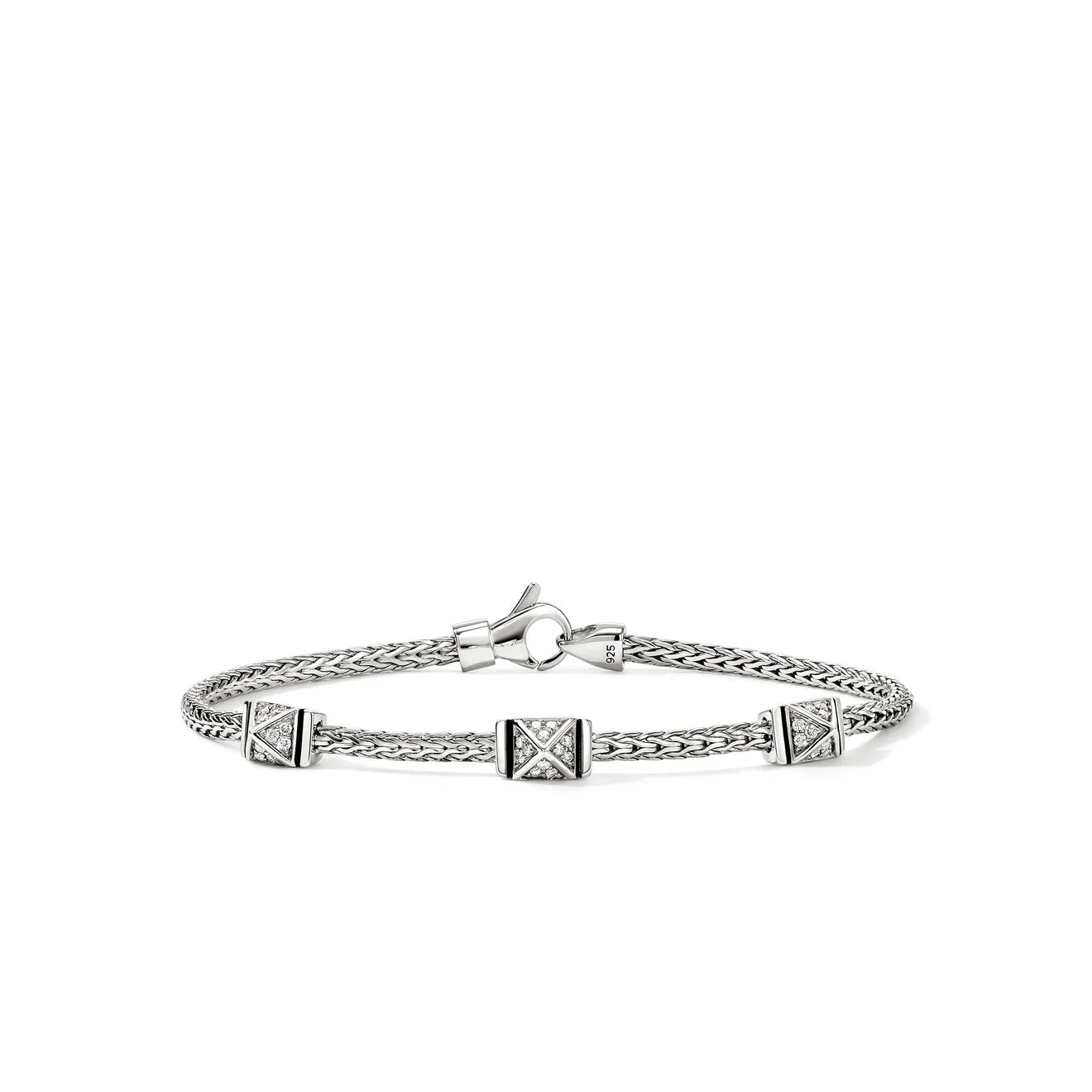 Icon Stud Bracelet, Sterling Silver, Diamonds, 2.5MM