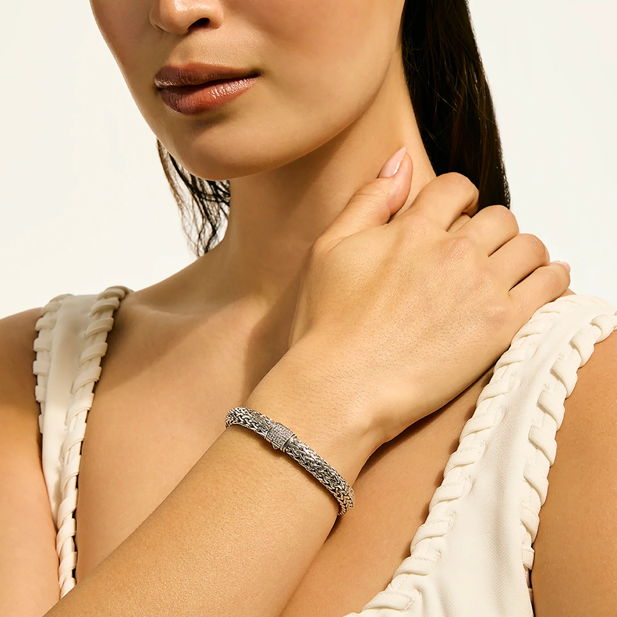Icon Bracelet, Sterling Silver, Diamonds, 6.5MM