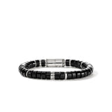 Heishi Bracelet, Sterling Silver, Black Onyx, 8MM
