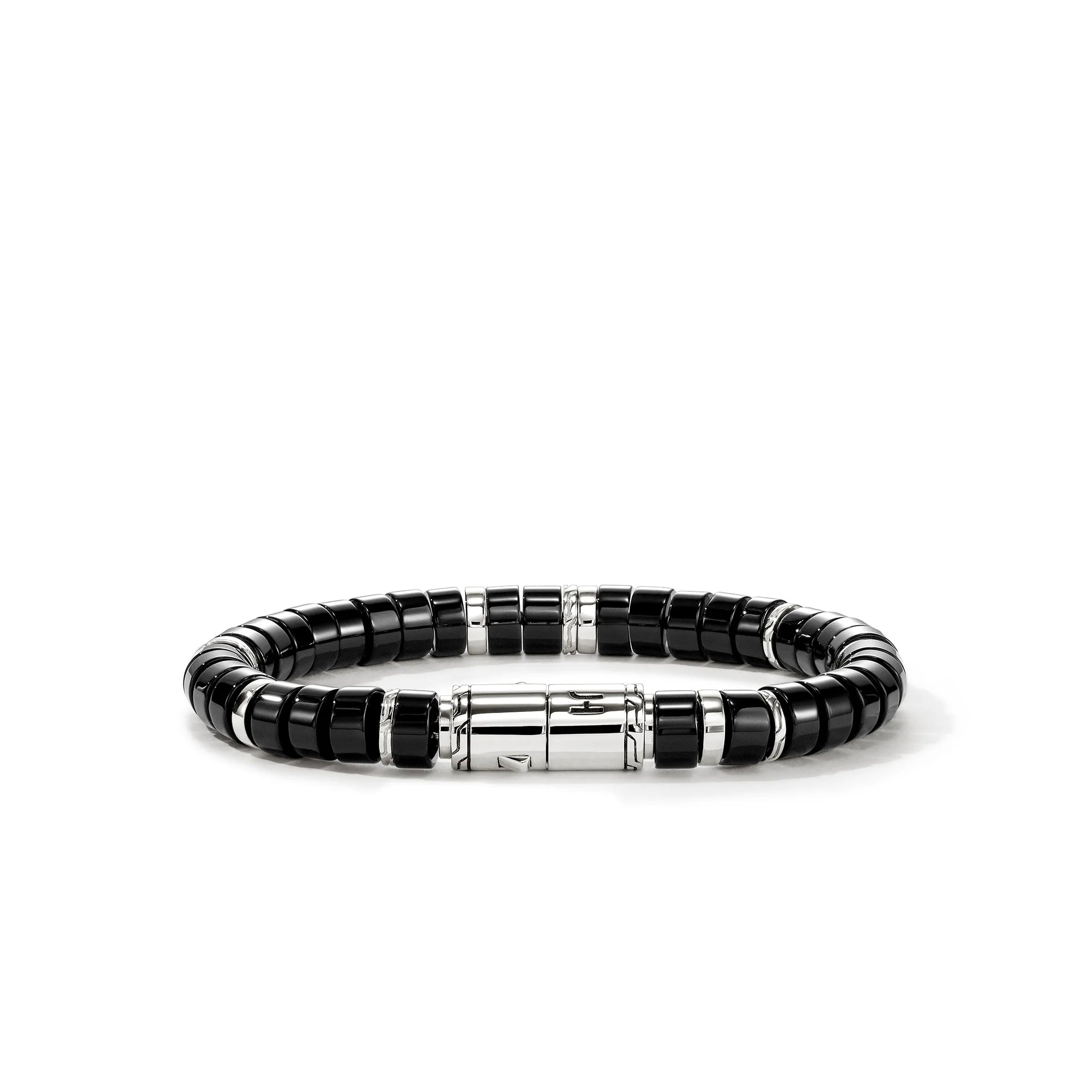 Heishi Bracelet, Sterling Silver, Black Onyx, 8MM