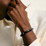 Heishi Bracelet, Sterling Silver, Black Onyx, 8MM