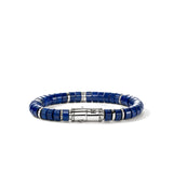 Heishi Bracelet, Sterling Silver, Lapis Lazuli, 8MM