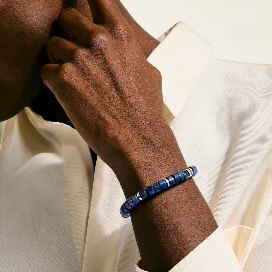 Heishi Bracelet, Sterling Silver, Lapis Lazuli, 8MM