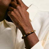 Heishi Bracelet, Sterling Silver, Tiger Eye, 8MM