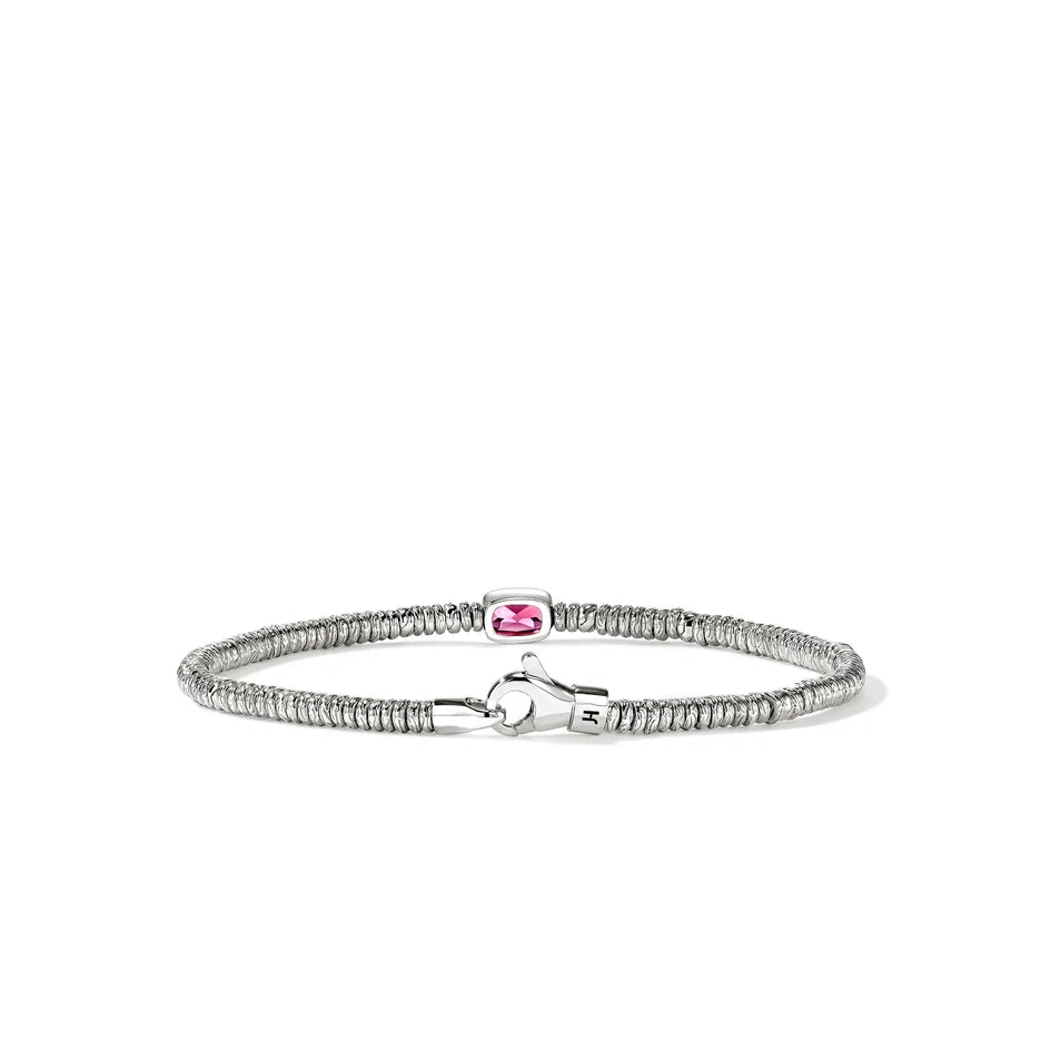 Heishi Gem Bracelet, Sterling Silver, Rhodolite, 2.5MM