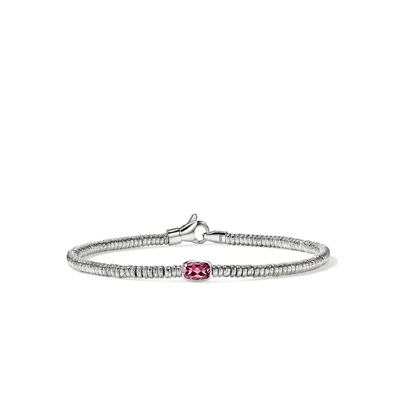 Heishi Gem Bracelet, Sterling Silver, Rhodolite, 2.5MM