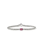Heishi Gem Bracelet, Sterling Silver, Rhodolite, 2.5MM