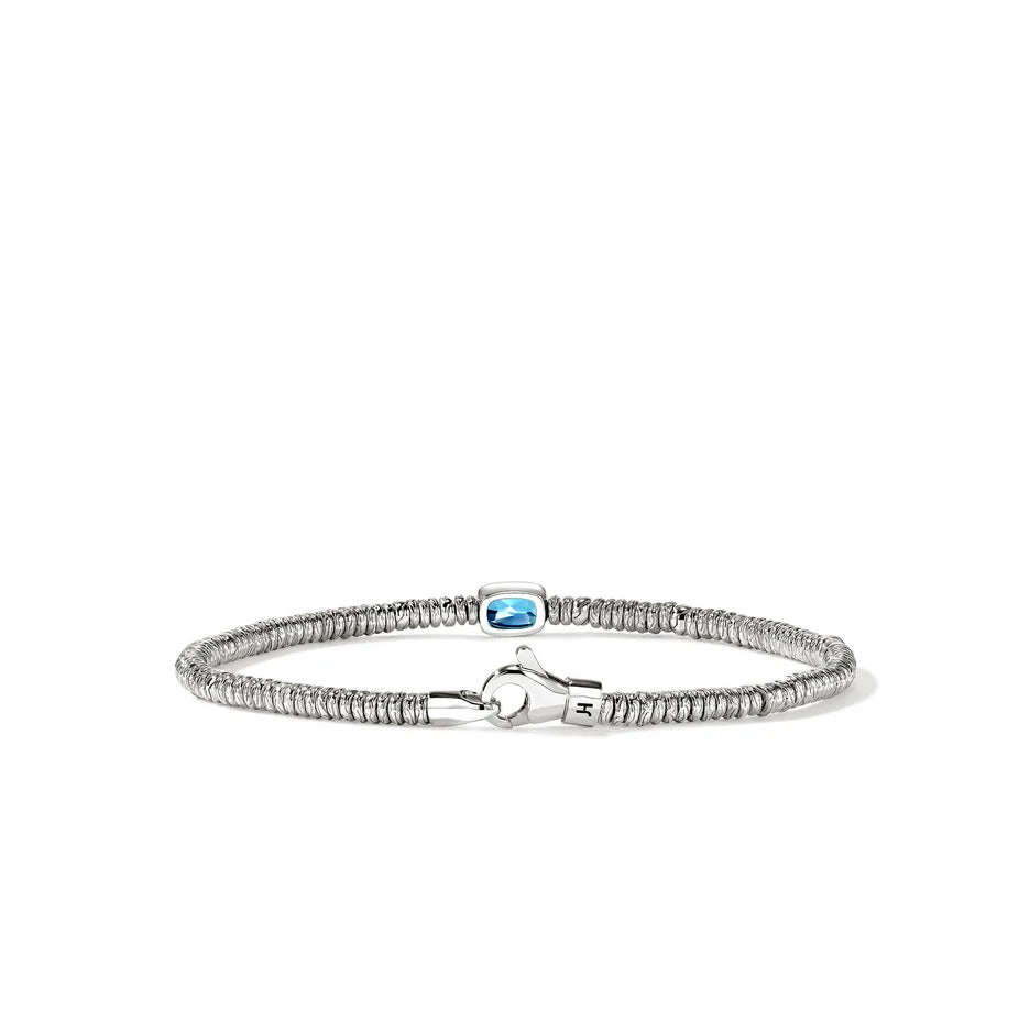 Heishi Gem Bracelet, Sterling Silver, Swiss Blue Topaz, 2.5MM