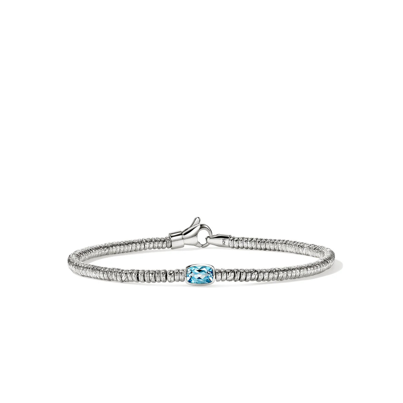 Heishi Gem Bracelet, Sterling Silver, Swiss Blue Topaz, 2.5MM