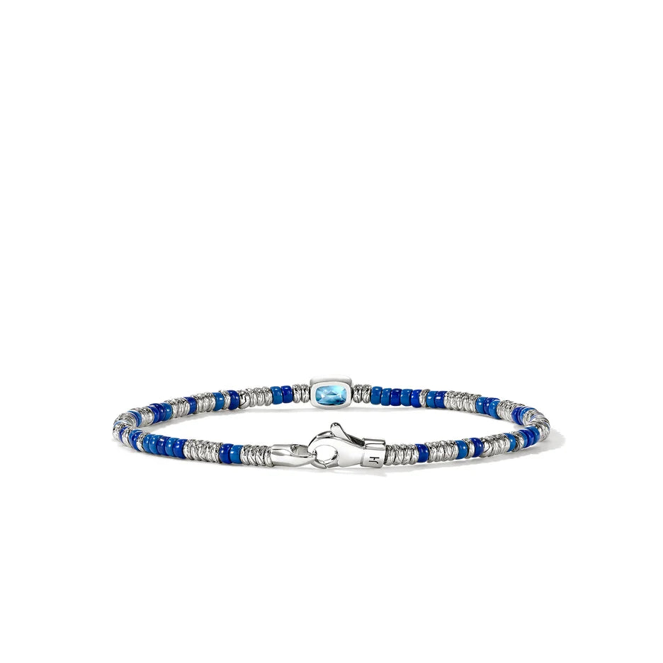 Heishi Gem Bracelet, Sterling Silver, Swiss Blue Topaz, 2.5MM